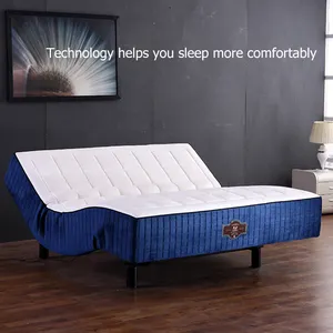 Adjustable Modern European Style Electric Queen Full Size Bed Smart Multifunctional Bed Frame With Massage Mattress