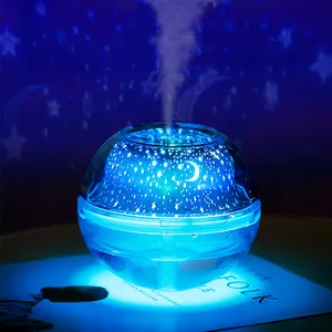 USB cristal lámpara de noche LED para proyector 500ml humidificador de aire DC5V ultrasónico fabricante de la niebla de escritorio difusor de Aroma Mini lámpara de la noche