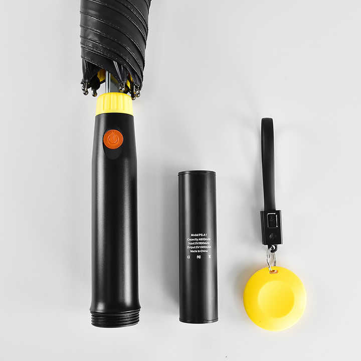 Umbrella's battery charging function demonstration