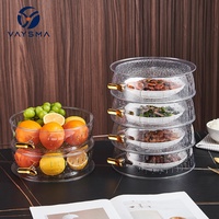 Lot de 4 couvercles alimentaires empilables réutilisables en plastique transparent, anti-poussière et anti-insectes, lavables