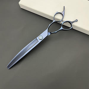 กรรไกรตัดขนสัตว์มืออาชีพ ขนาด 7.5 นิ้ว ใบมีดโค้งทำจากเหล็กกล้าไร้สนิม 440C ด้ามจับสีน้ำเงินโคบอลต์ สำหรับตัดขนสุนัข - Product Image 3