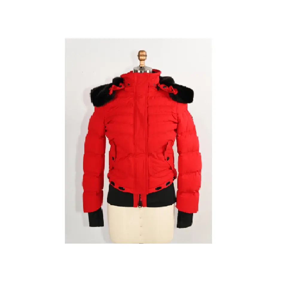 Chinese Manufacturer Red Polyester Jacket Zipper Sewing Hooded Coat