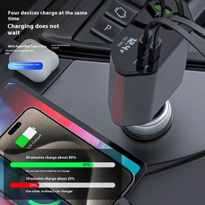 Cargador de teléfono para coche de carga súper rápida 4 en 1 para iPhone 15/14/13/12 <span class=keywords><strong>Pro</strong></span> Max XR <span class=keywords><strong>iPad</strong></span> Samsung Pixel - Product Image 4