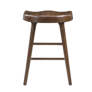 Brown Finish Modern Counter Height <b>Stools</b> <b>Set</b> of 2 Saddle Seat Sturdy Wood Frame Furniture for Hotel Dining Ergonomic Design - Product Image 1