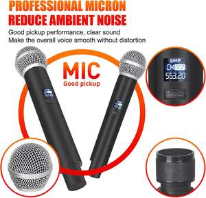 מערכת מיקרופון אלחוטית 4 ערוצים, ניידת, חיבור אוטומטי, טווח 160 רגל, קריוקי, חתונה, די ג'יי, מסיבה, מצגות, כנסייה - Product Image 6