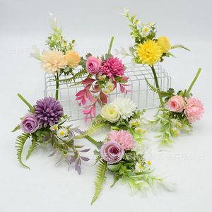 Ramo de Rosas y Crisantemos Artificiales Dongchen Crafts, Flores de Seda para Decoraciones de Boda, Arreglos para el Recinto Nupcial - Product Image 4