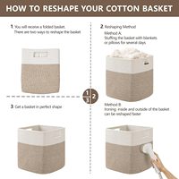 Panier de rangement en cube, bacs de 13 x 13 x 13 pouces, lot de 3, paniers en coton tissé pour l'organisation, panier en corde de coton pour les étagères
