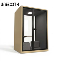 UNIBOOTH Cabine de réunion insonorisée 30 dB, ignifuge ISO 23351, à assemblage rapide, personnalisable pour usine et salle de réunion