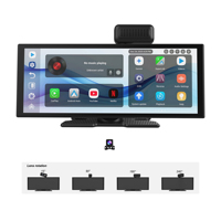 Carplay Inalámbrico Portátil para Android Auto con Cámara para Coche 1080P DVR GPS FM Mirror Link Monitor de Estacionamiento Cámara Trasera Integrada