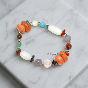 <b>Crystal</b> Export Agate Silver Plated Claw Setting <b>Beaded</b> Bracelet White Purple Bohemia Style Unisex Gift Jewelry - Product Image 3