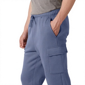 Men's Blue Cargo Jogger Sweatpants Elastic Waist <b>Drawstring</b> Multiple Pockets Casual Fleece Pants Autumn Wear Cargo <b>Trousers</b> - Product Image 6