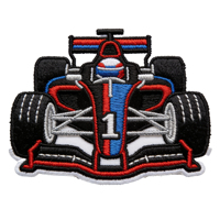 Autocollant en tissu de dessin animé pour moto F1, décoration personnalisée, broderie thermocollante, graffiti de voiture de course fait main, noir, écologique