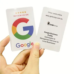 Venta caliente sin contacto NFC Tarjeta de plástico Impresión personalizada RFID Smart Google Review Card Facebook Review Us Card con enlace de código QR