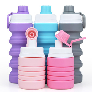 Bouteilles d'eau de sport pliables en silicone de haute qualité, bouteilles de voyage en silicone - Product Image 4