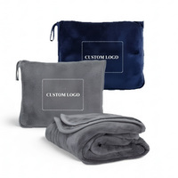 Couverture de voyage compacte, couverture d'avion portable, pliable, 2 en 1, ensemble d'oreiller de voyage lesté avec logo personnalisé pour les vols