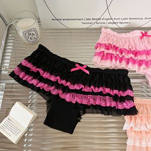 Culotte de bikini en maille à volants pour <span class=keywords><strong>femme</strong></span>, style Y2K Lolita, mini-short froncé sexy coquette taille basse tricotée extensible - Product Image 2