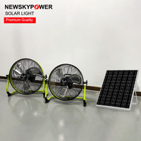 Ventilateur solaire professionnel 16 pouces 25W puissance avec panneau solaire mono 30W et batterie au lithium 36Ah pour le refroidissement de la ventilation d'atelier