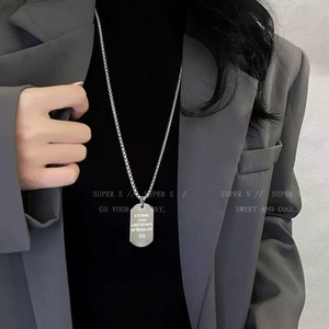 Collier personnalisé vierge en acier inoxydable, bijou tendance plaqué or, style géométrique, type Dogtag - Product Image 2