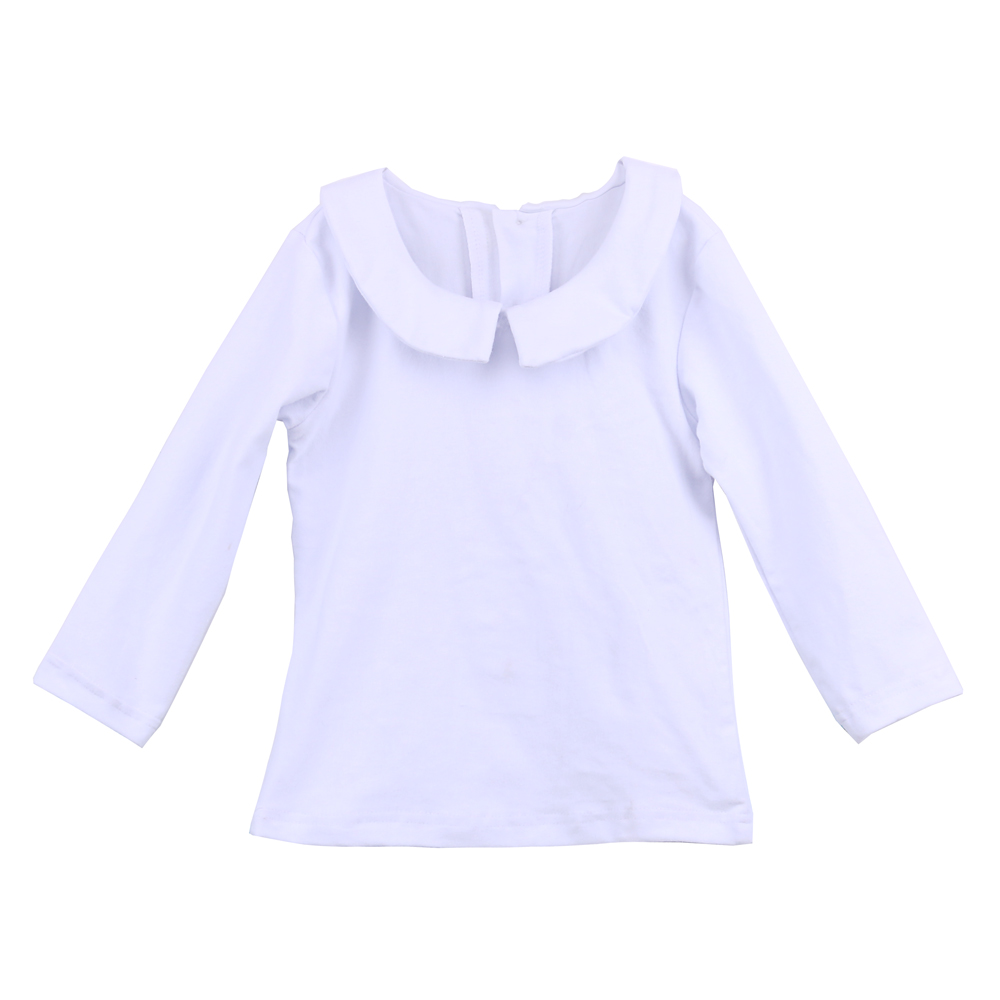 Весенняя рубашка с воротником «Питер Пэн», рубашка с длинным рукавом для маленьких девочек, детские рубашки из 100% хлопка с оборками