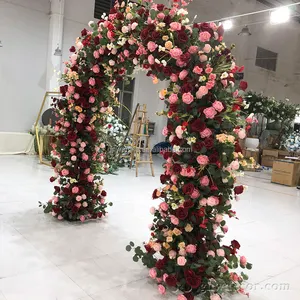 GNW 고품질 꽃 이벤트 장식 실크 꽃 공급 인공 장미 웨딩 모양의 문 게이트 아치