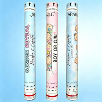 Canon à Confettis de 45 cm pour Révélation du Sexe – Cylindre de Feux d'Artifice Portatif en Papier Coloré à Manivelle pour Fêtes