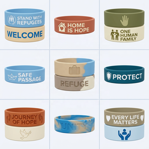 Bracelet en silicone gaufré et rempli d'encre, couleur Pantone personnalisée, vente en gros pour la UNHCR, les partenaires, les événements de bienfaisance et les cadeaux - Product Image 1