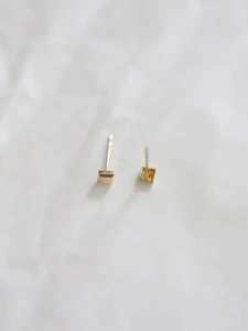 Vente en gros GOL Dtutu Boucles d'oreilles clous mini unisexe en or 9K, style japonais et coréen, KJ470, design carrés lisses, pierre Moissanite, tendance - Product Image 6