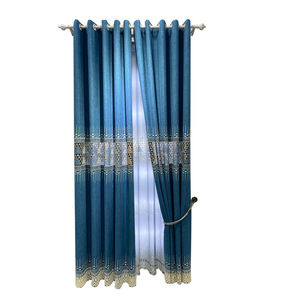 Hiện đại sang trọng màu xám xanh Sheer vải rèm cửa tan trong nước thêu cho khách & phòng ngủ thanh lịch Cảm ứng ánh sáng - Product Image 3