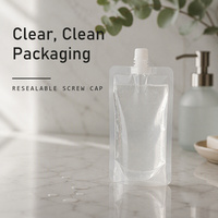 Pochettes transparentes pour liquides avec bouchon à vis pour centres d'hôtels, contenances 50ml, 100ml, 250ml, emballage personnalisé avec étiquette
