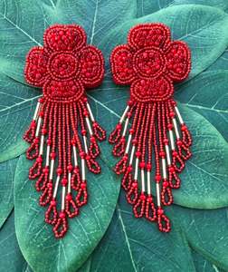 Pendientes de Cuentas Verdes Chapados en Oro, Pendientes Miyuki Hechos a Mano - Product Image 1