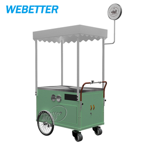 WEBETTER-Carrito de comida para café, <span class=keywords><strong>hamburguesas</strong></span> empujadas a mano, carrito de café de flores comercial al aire libre con paraguas - Product Image 6