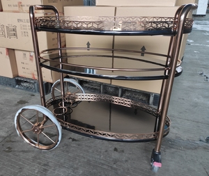 <span class=keywords><strong>Carrello</strong></span> Portabevande di Lusso Moderno in Oro Rosa a 4 Ruote, <span class=keywords><strong>Carrello</strong></span> Portabottiglie a 3 Livelli <span class=keywords><strong>per</strong></span> Hotel, Ristoranti, Casa e Bar - Product Image 2