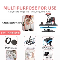 Presse à chaleur numérique semi-automatique 5 en 1 pour vêtements, casquettes, tasses, assiettes