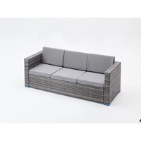 Ensemble de 3 canapés de salle à manger contemporains en rotin tressé en forme de L avec structure en acier pour jardin, patio, hôtel et cour