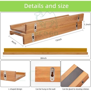 Natural Bamboo Kitchen Stove Top Shelf for Kitchen Stove, Stove <b>Magnetic</b> Shelf <b>Spice</b> <b>Rack</b> Organizer - Product Image 3