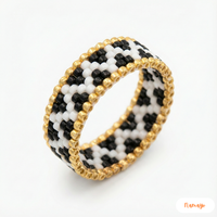 Bagues audacieuses et géométriques Namayo pour femmes, plaquées or 24 carats, avec perles de verre, style bohème, design épais, collection ZM Party