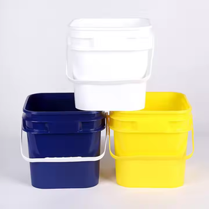 Vente en gros d'usine Seaux carrés avec poignée en plastique personnalisé de 20 litres Seau carré en plastique de qualité alimentaire vert avec couvercle - Product Image 1