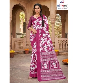 Saris en coton imprimé vintage élégants pour femmes, style tendance et confortable de qualité supérieure pour le bureau, les occasions décontractées et les fêtes - Product Image 3