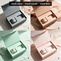 Boîte de soin de la peau innovante, emballage de crème de nuit de luxe, logo personnalisé, étui magnétique, boîte noire mate durable, gaufrage, cadre photo