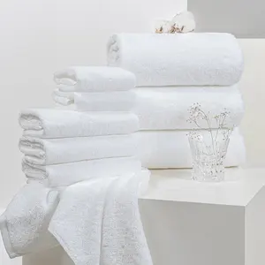 ELIYA 100% Cotton Plain White Solid Color Luxury Hotel Bathroom Set Bath Hand Face Floor Towel