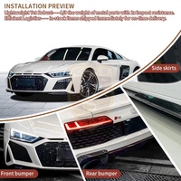 Kit de Carrocería para Audi R8 Estilo Antiguo a Nuevo Material de Fibra de Vidrio+PP Parachoques Delantero Faldones Laterales Labio Trasero Parrilla Alerón Bodykit
