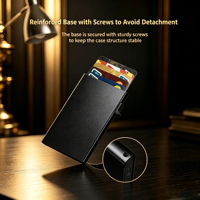 Dompet Logam Aluminium Premium Tipis Anti RFID, Tempat Kartu Kredit dengan Cetak Sablon, Tanpa Penutup, Ramping dan Portabel