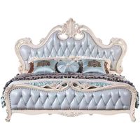 Meubles de luxe, design européen, lit avec revêtement en cuir durable, cadre en bois massif, taille Queen/King, pour chambre à coucher