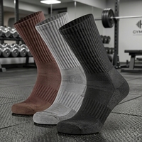 Chaussettes de sport d'hiver épaisses personnalisées pour hommes, en coton, avec soutien de la voûte plantaire, compression, revers et semelle rembourrés, pour la course, le fitness et la gym