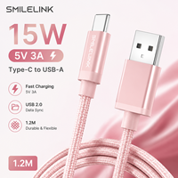 Cable de Carga Rápida Tipo-C a USB 2.0 de 1.2m, 5V 3A 15W, con Blindaje de Lámina y Cubierta de Tela de Nailon para iPhone y Computadora, 1 Pieza, Compatible con OEM