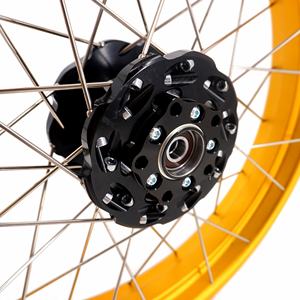 VMX 2,5*19 "/4,25*17" ruedas de bicicleta de calle de aleación de aluminio sin cámara llantas compatibles con <span class=keywords><strong>HONDA</strong></span> <span class=keywords><strong>CB500X</strong></span> <span class=keywords><strong>2022</strong></span> cubo negro llanta dorada con radios muestra CNC - Product Image 3