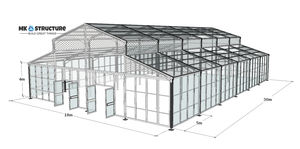 Tente atrium à cadre noir 25m x 25m pour les événements de fête de mariage et les grandes célébrations Tente en aluminium à portée transparente - Product Image 2