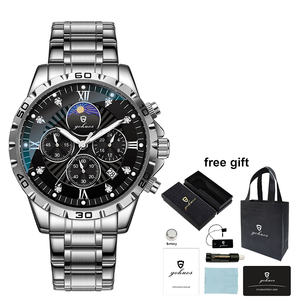 Gohuos 9809 Orologi al Quarzo Classici di Lusso in Acciaio Inossidabile per Uomo, Reloj Montre Impermeabile con Lancette Luminose - Product Image 6