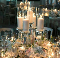 Porte-bougie cylindrique en cristal pas cher pour la décoration de table centrale