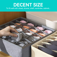 Lot de 3 séparateurs d'organisateur de chaussettes et de sous-vêtements 24 cellules en tissu pliable Organisateurs de placard et boîtes de rangement pour le stockage
